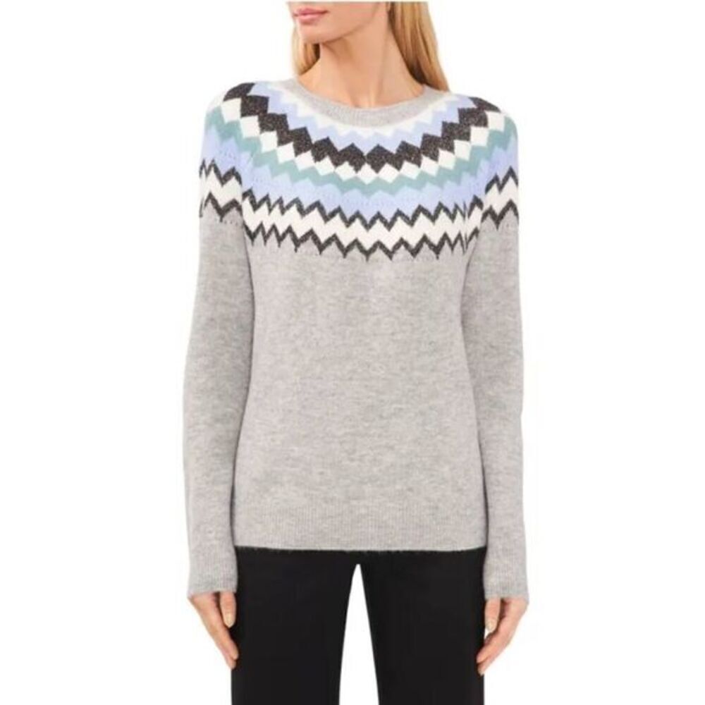 NWOT Halogen Zigzag Crewneck Sweater in Heather Grey Sz XL